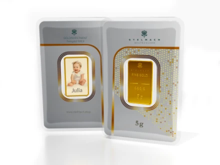 Goldbarren 5g mit Foto –  999,9 Gold - foto 1 - STELMACH