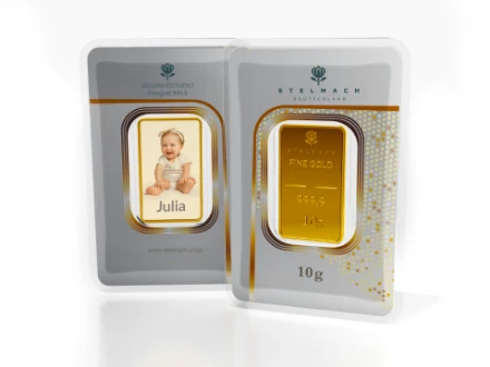 Goldbarren 10g mit Foto –  999,9 Gold  - foto 1 - STELMACH