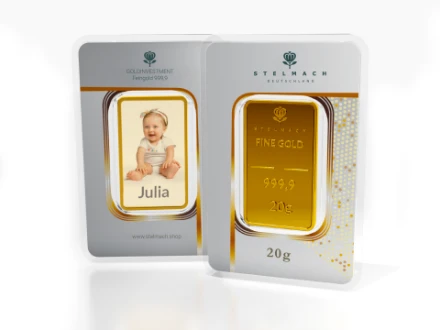 Goldbarren 20g mit Foto –  999,9 Gold   - foto 1 - STELMACH
