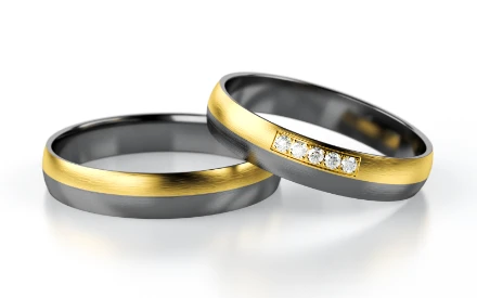 Tantal Trauringe_ta12 Gelbgold mit Steinen - foto 1 - STELMACH