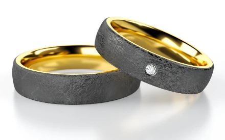 Tantal Trauringe_ta11 Gelbgold mit Steinen - foto 1 - STELMACH