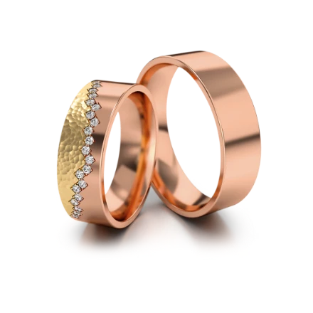 Trauringe_329 RG_2 Roségold - Gelbgold  mit Steinen - foto 1 - STELMACH