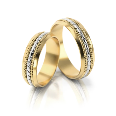 Trauringe "Boho" - 69 GW_1 Gelbgold - Weißgold ohne Steine - foto 1 - STELMACH