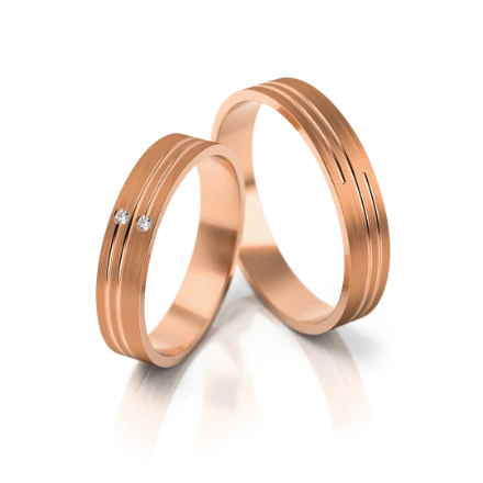 Trauringe "Minimalistisch" - 208 R Roségold mit Steinen - foto 1 - STELMACH