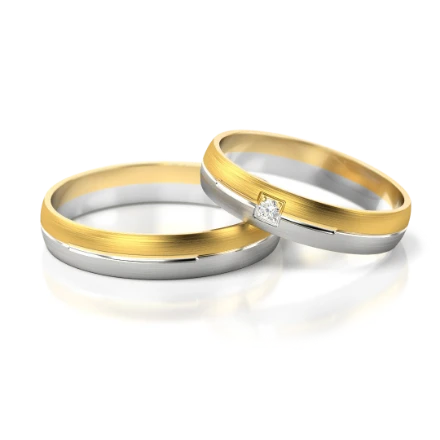Trauringe "Klassisch" - 236 GW Gelbgold - Weißgold mit Steinen - foto 1 - STELMACH