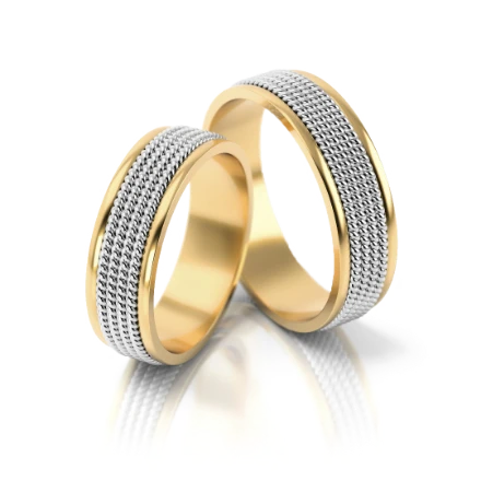 Trauringe "Vintage-Boho" - 66 GW Gelbgold - Weißgold ohne Steine - foto 1 - STELMACH